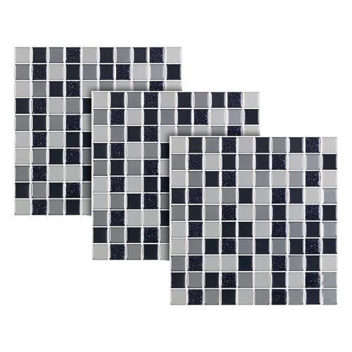 Autocollants décoratifs 3D (x3) - 26 x 26 cm - Mosaïque Niveaux de gris