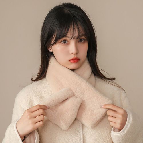 Écharpe Épaisse En Fausse Fourrure De Lapin Pour Femme,Châle En Peluche,Col Croisé,Document Solide,Élégant,Chaud,Doux,Confortable,Hiver