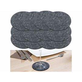 12 Dessous-De-Plat En Feutre - Ø 10 Cm - Gris Foncé