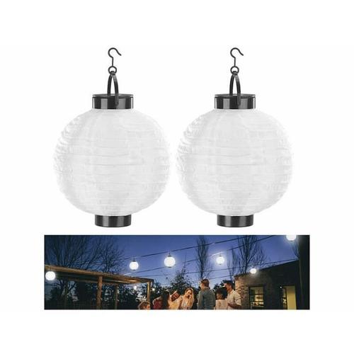 2 Lampions Solaires Ø 20 Cm Avec Led Blanc Chaud