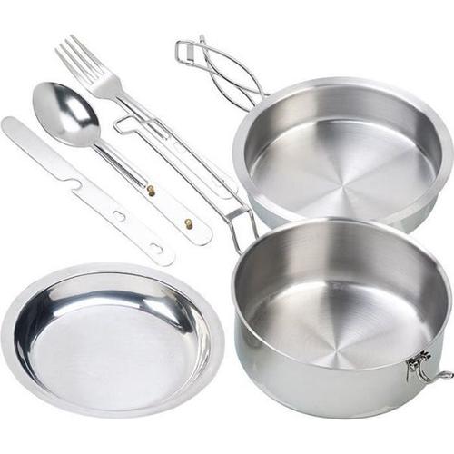 Set De 6 Ustensiles De Cuisine En Acier Inoxydable Spécial Camping