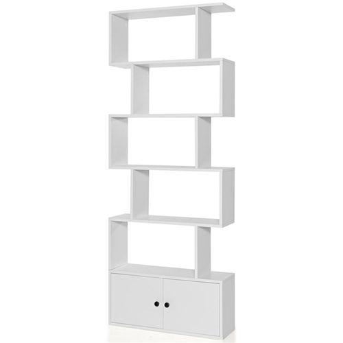 Bibliothèque Ètagère 5 Niveaux Armoire En Bois Blanc 70 X 23 X 183 Cm