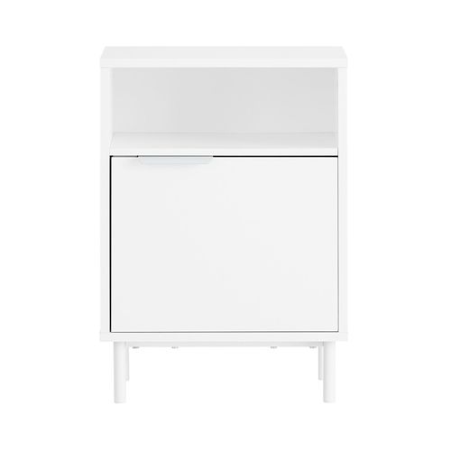 Table De Chevet Avec 1 Porte Effet Bois Blanc