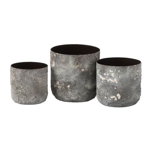 Set De 3 Pots À Plantes En Métal Gris 18x18x18.5 Cm