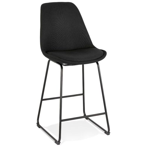Tabouret Snack Mi-Hauteur 'rigo Mini' En Tissu Noir Et Pieds En Métal Noir