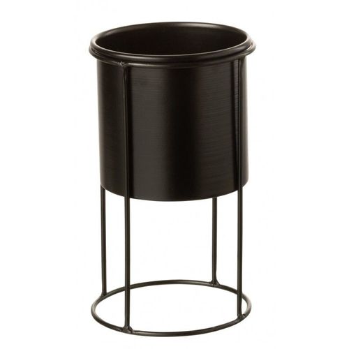 Cache-Pot Sur Pied En Métal Noir 11x11x19cm