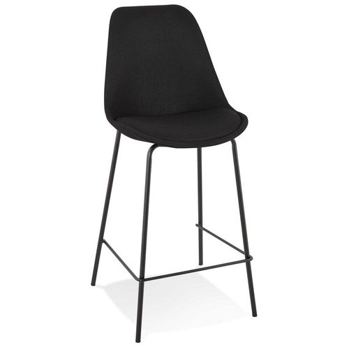 Tabouret Snack Mi-Hauteur 'aloe Mini' En Tissu Noir Avec Pied En Métal