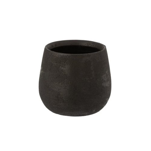 Cache-Pot Irrégulier En Céramique Rugueuse Noire 16.5x14cm