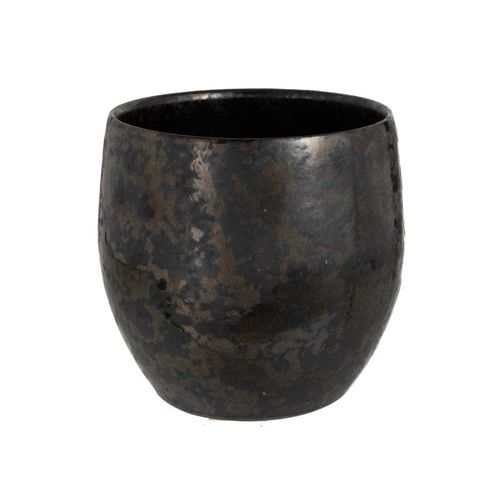 Cache-Pot Antique En Ceramique Noir De Grande Taille