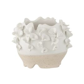 Cache-Pot Anémone En Céramique Blanc 25x17x21 Cm