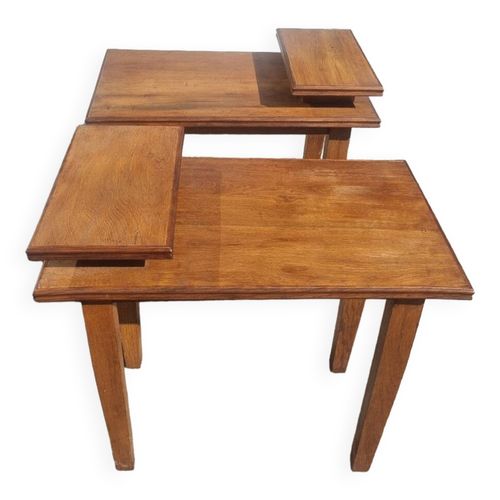 Paire De Petite Table Tablette Vintage Marron
