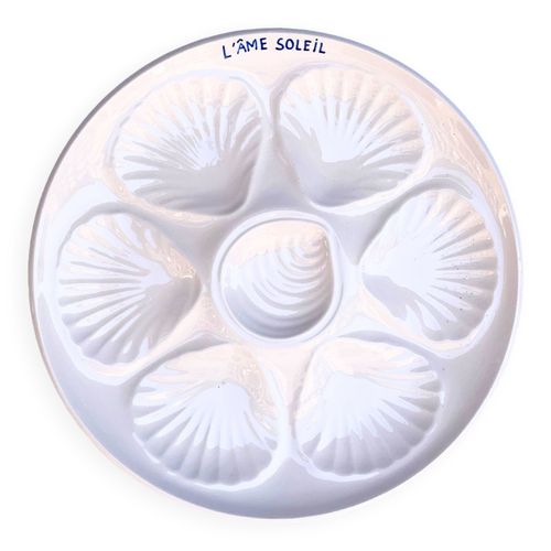 Assiettes Barbotine Coquillage Blanc