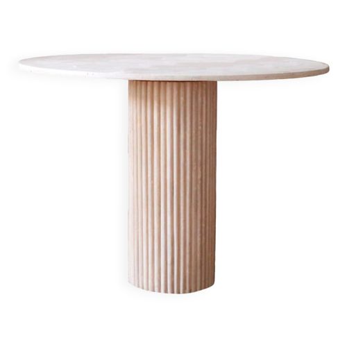 Table Haute En Travertin  100 Cm Beige