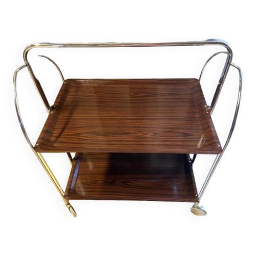 Ancienne Amp Vintage Table Daposappoint Desserte Pliante Roulante Chariot Bar Design Marron