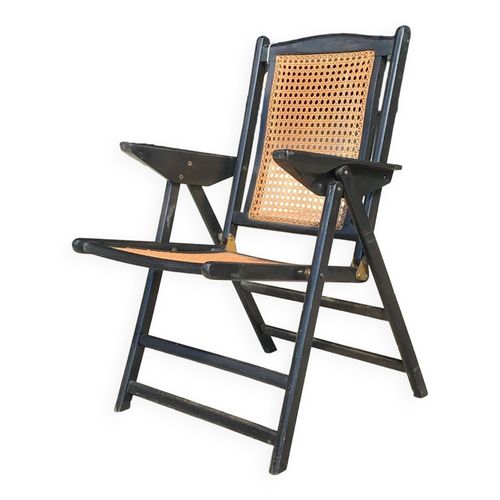 Fauteuil Cann Pliant Vintage Italie Annes 60 Noir