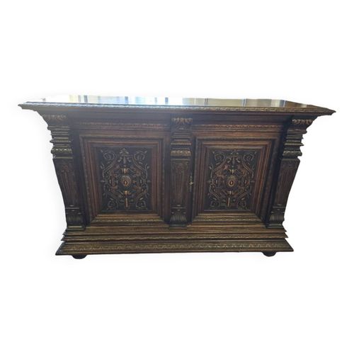 Bahut 2 Portes Style Renaissance En Noyer Bois
