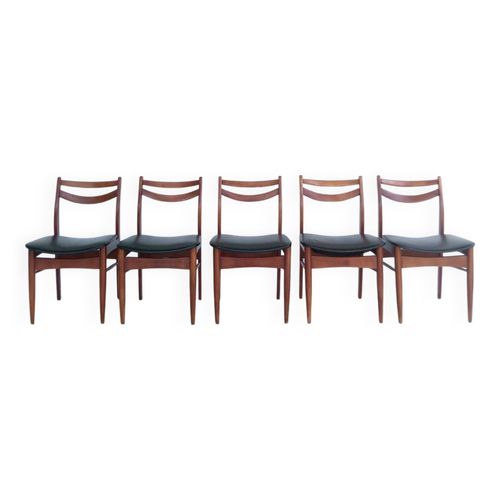 Lot De 5 Chaises Scandinaves Vintage Bois