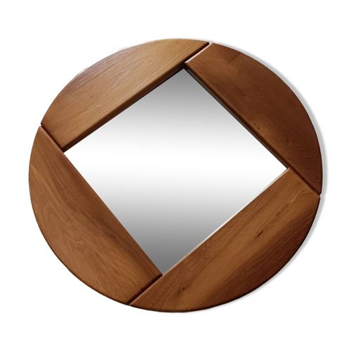 Miroir vintage style scandinave orme massif bois