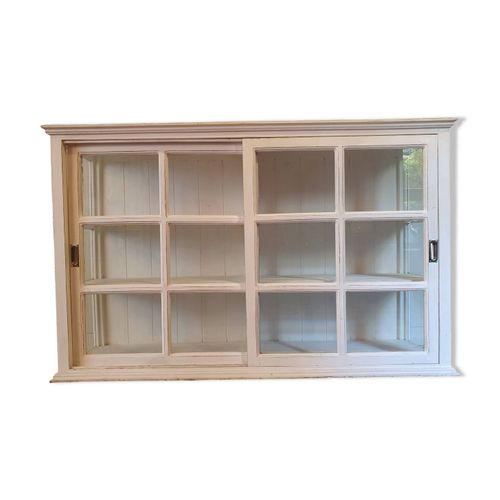 Buffet Vitrine Bois Massif Blanc