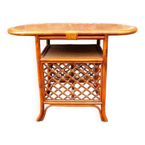 Meuble Bar En Rotin Vintage Anne 70 Bois