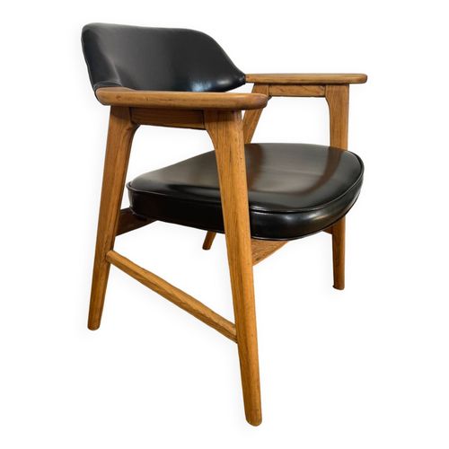 Fauteuil Scandinave Par Erik Kirkegaard En Chne Et Cuir 1960s Noir