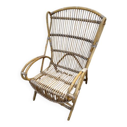 Fauteuil En Rotin Vintage Beige