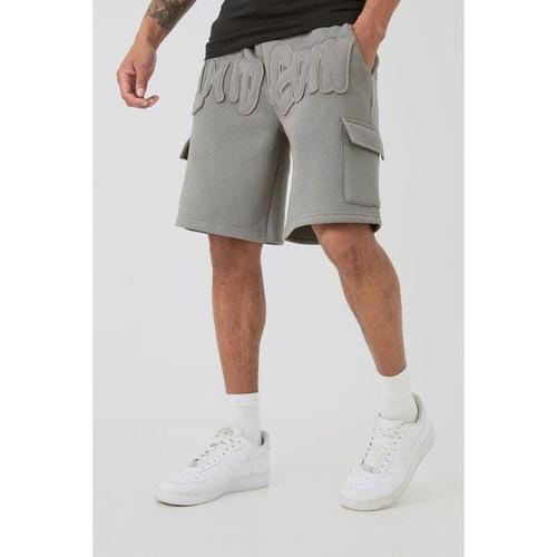 Short Cargo Oversize À Écussons Homme - Gris - Xl, Gris