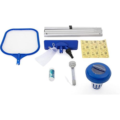 Bestway - Kit de nettoyage pour piscine : aspirateur venturi, épuisette, flotteur chimique, thermomètre flottant, bandelettes de test