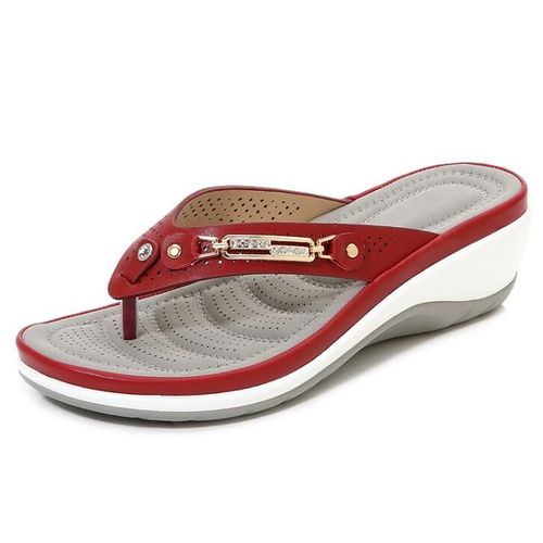 Sandales De Plage À L'offre Elles Compensées Pour Femmes",Pantoufles D'été,Chaussures À Glissière À Boutons En Métal,Plate-Forme Extérieure,Tongs De Loisirs,Nouvelle Mode,"2022