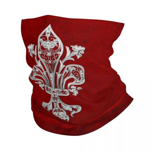 Foulard Rond Fleur De Lys Doré Et Bleu Royal,Cagoule,Bandana,Écharpe De Cou,Chauffe-Ski,Cyclisme,Fleur De Lys,Fleur De Lys