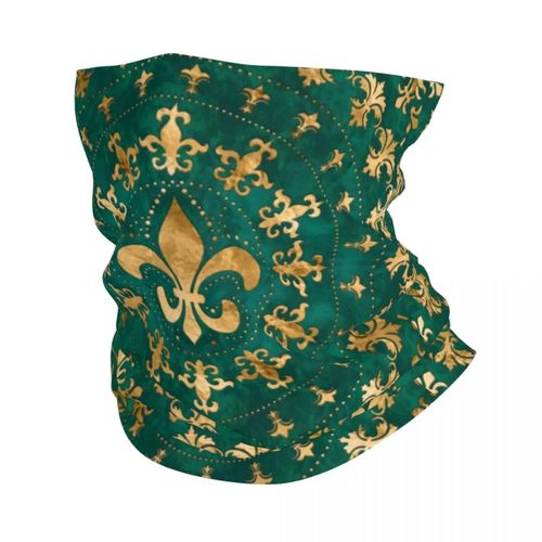 Foulard Rond Fleur De Lys Doré Et Bleu Royal,Cagoule,Bandana,Écharpe De Cou,Chauffe-Ski,Cyclisme,Fleur De Lys,Fleur De Lys