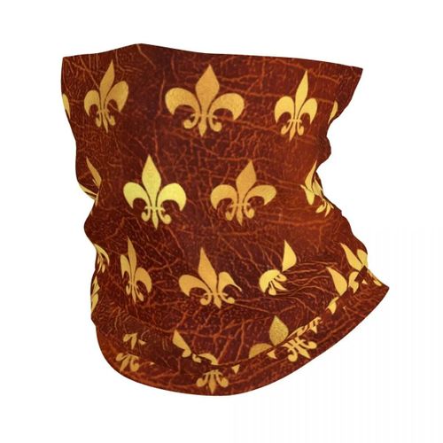 Foulard Rond Fleur De Lys Doré Et Bleu Royal,Cagoule,Bandana,Écharpe De Cou,Chauffe-Ski,Cyclisme,Fleur De Lys,Fleur De Lys