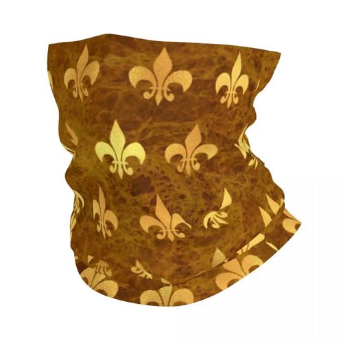 Foulard Rond Fleur De Lys Doré Et Bleu Royal,Cagoule,Bandana,Écharpe De Cou,Chauffe-Ski,Cyclisme,Fleur De Lys,Fleur De Lys