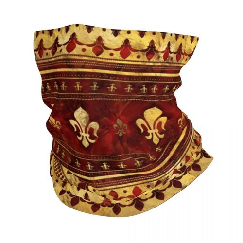Foulard Rond Fleur De Lys Doré Et Bleu Royal,Cagoule,Bandana,Écharpe De Cou,Chauffe-Ski,Cyclisme,Fleur De Lys,Fleur De Lys