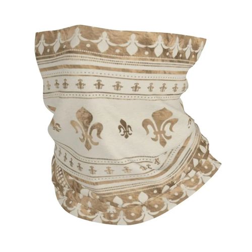 Foulard Rond Fleur De Lys Doré Et Bleu Royal,Cagoule,Bandana,Écharpe De Cou,Chauffe-Ski,Cyclisme,Fleur De Lys,Fleur De Lys