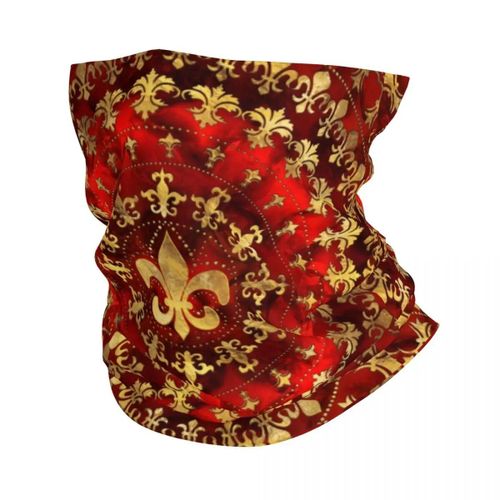 Foulard Rond Fleur De Lys Doré Et Bleu Royal,Cagoule,Bandana,Écharpe De Cou,Chauffe-Ski,Cyclisme,Fleur De Lys,Fleur De Lys