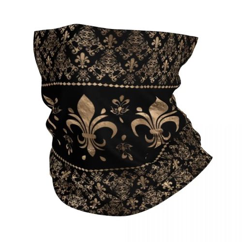 Foulard Rond Fleur De Lys Doré Et Bleu Royal,Cagoule,Bandana,Écharpe De Cou,Chauffe-Ski,Cyclisme,Fleur De Lys,Fleur De Lys