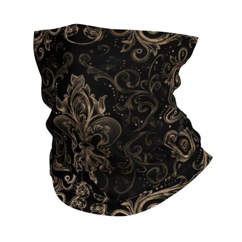 Foulard Rond Fleur De Lys Doré Et Bleu Royal,Cagoule,Bandana,Écharpe De Cou,Chauffe-Ski,Cyclisme,Fleur De Lys,Fleur De Lys