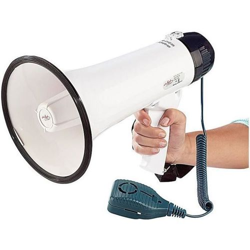Mégaphone 25 W INFACTORY avec micro déporté - Portée 300 mètres - Blanc