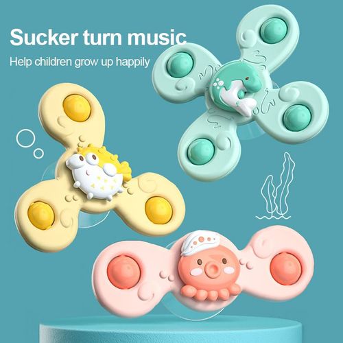 Jouets À Ventouse Rotatifs, Jouets Sensoriels Pour Bébé, Jouets Éducatifs Pour Enfants À Ventouse, Jouets De Bain Pour Garçons Et Filles, Ensemble De 3 Pièces