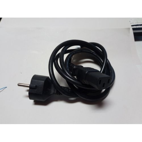 Cordon alimentation fiche type PC prise bipolaire + terre droite lg 2.4 metres