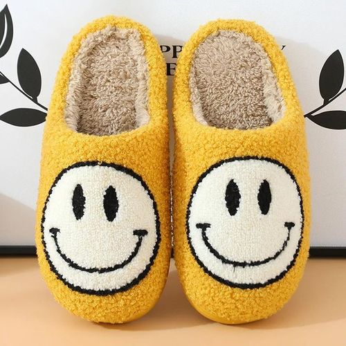 Pantoufles D'hiver Pour Femmes Et Hommes",En Caoutchouc,Avec Visage Souriant,En Fourrure,En Coton,Pour Couple,"2022