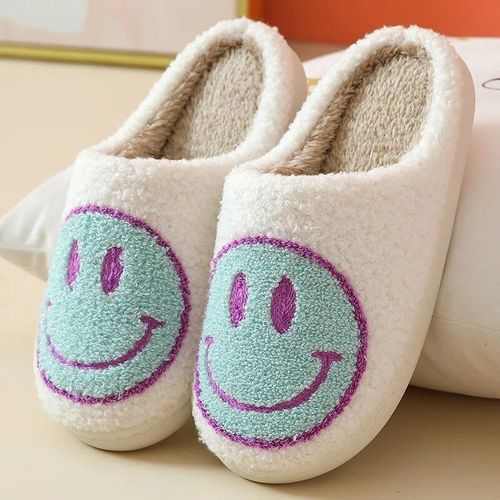 Pantoufles D'hiver Pour Femmes Et Hommes",En Caoutchouc,Avec Visage Souriant,En Fourrure,En Coton,Pour Couple,"2022