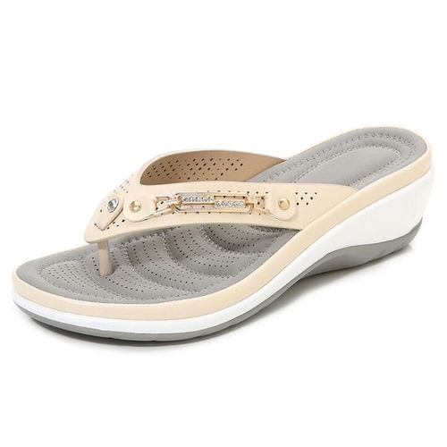 Sandales De Plage À L'offre Elles Compensées Pour Femmes",Pantoufles D'été,Chaussures À Glissière À Boutons En Métal,Plate-Forme Extérieure,Tongs De Loisirs,Nouvelle Mode,"2022