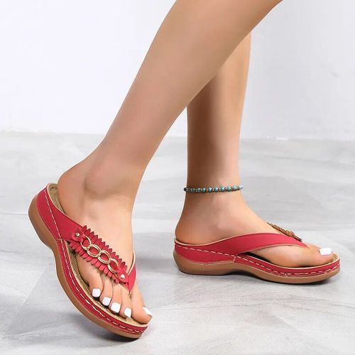 Sandales D'été À Fleurs Pour Femmes",Chaussures De Plage Non-Ald,Tongs Confortables À L'offre Elles Compensées,Grande Taille 43,"2022