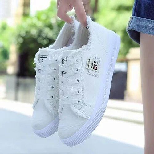 Baskets Plates Blanches À Lacets Pour Femmes",Chaussures En Toile,Décontractées,Basses,Supérieures,Printemps,Été,"2023