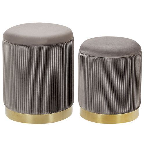 Pouf Miramar Set De 2 Gris Velours