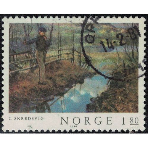 Norvège 1980 Oblitéré Used Le Garçon Au Sifflet De Saule Christian Skredsvig Y&t No 780 Su