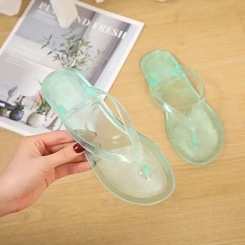 Tongs De Plage Pour Femmes",Sandales D'été,Chaussures De Gelée,Diapositives Transparentes,"Pantoufles Plates Antidérapantes En Pvc Solide À La Mode