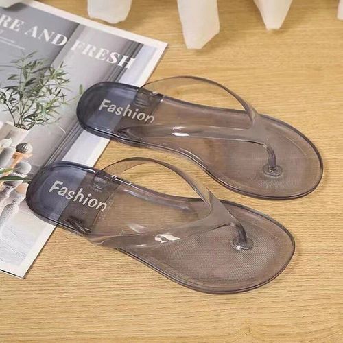 Tongs De Plage Pour Femmes",Sandales D'été,Chaussures De Gelée,Diapositives Transparentes,"Pantoufles Plates Antidérapantes En Pvc Solide À La Mode